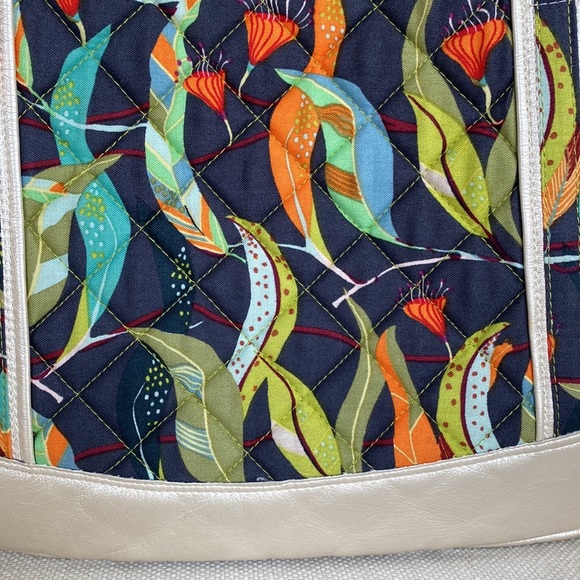 Handmade by Nancy O’Roarke Shoulder Handbag Purse Navy Colorful Leaf Gold Trim - Picture 5 of 11